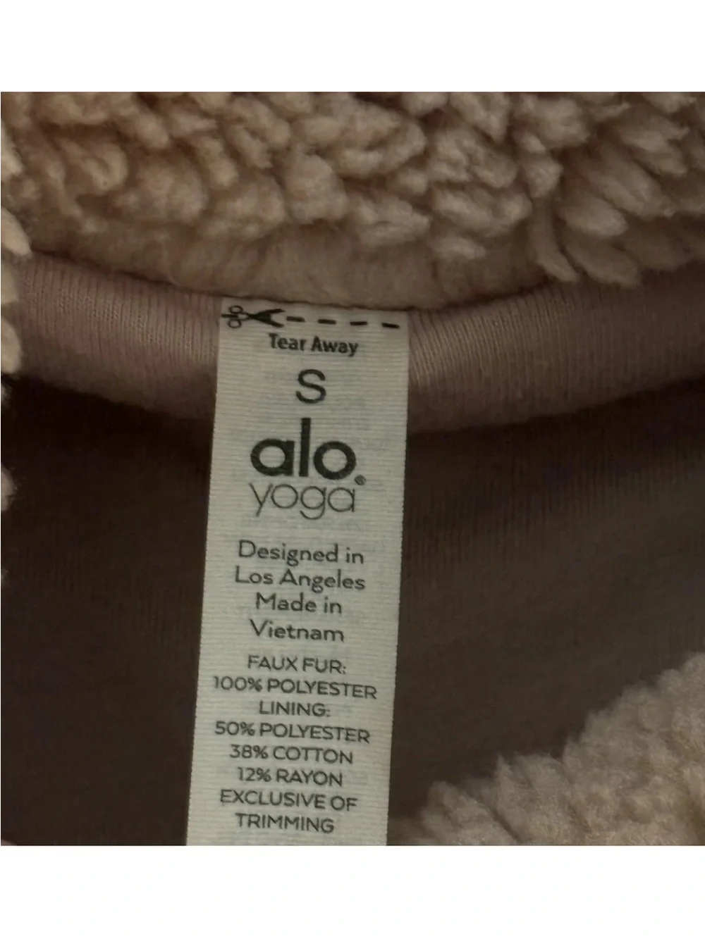 ALO YOGA Foxy Sherpa Jacket Women's Mauve Pink Sz S Cozy Fleece